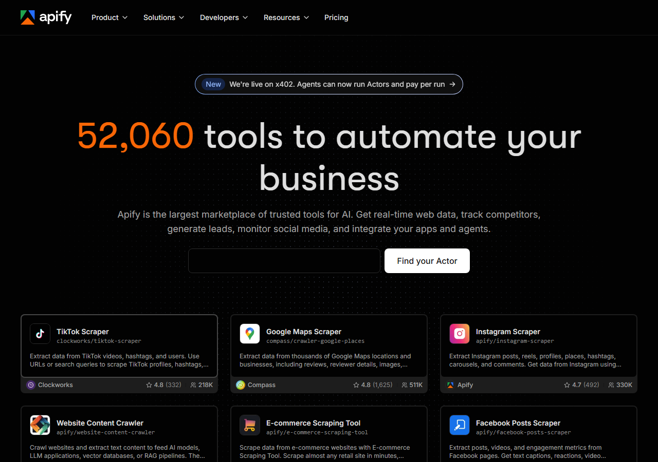 Apify LinkedIn profile scraper homepage
