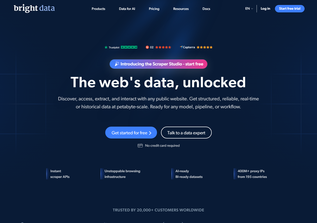 Bright Data LinkedIn profile scraper homepage