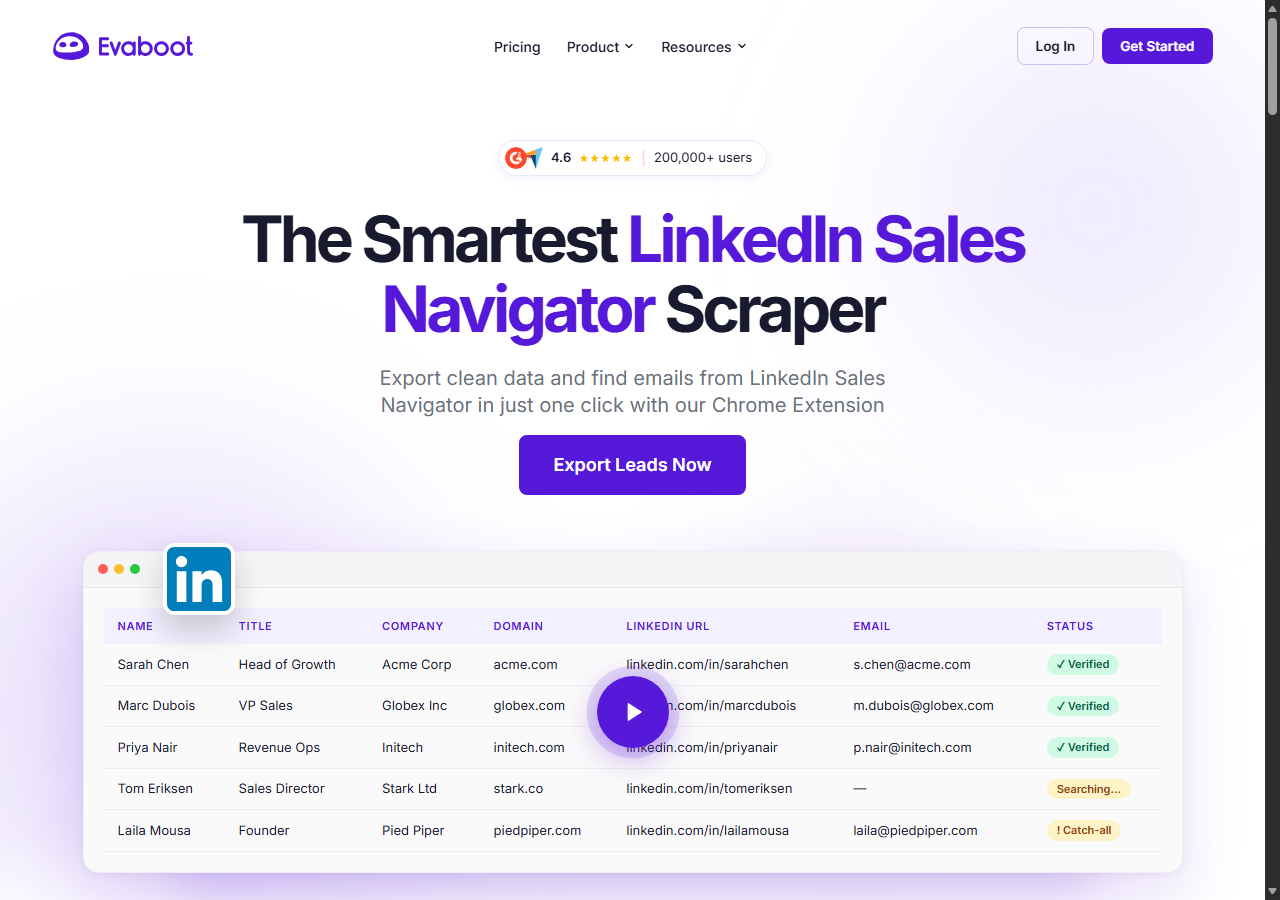 Evaboot LinkedIn Sales Navigator scraper
