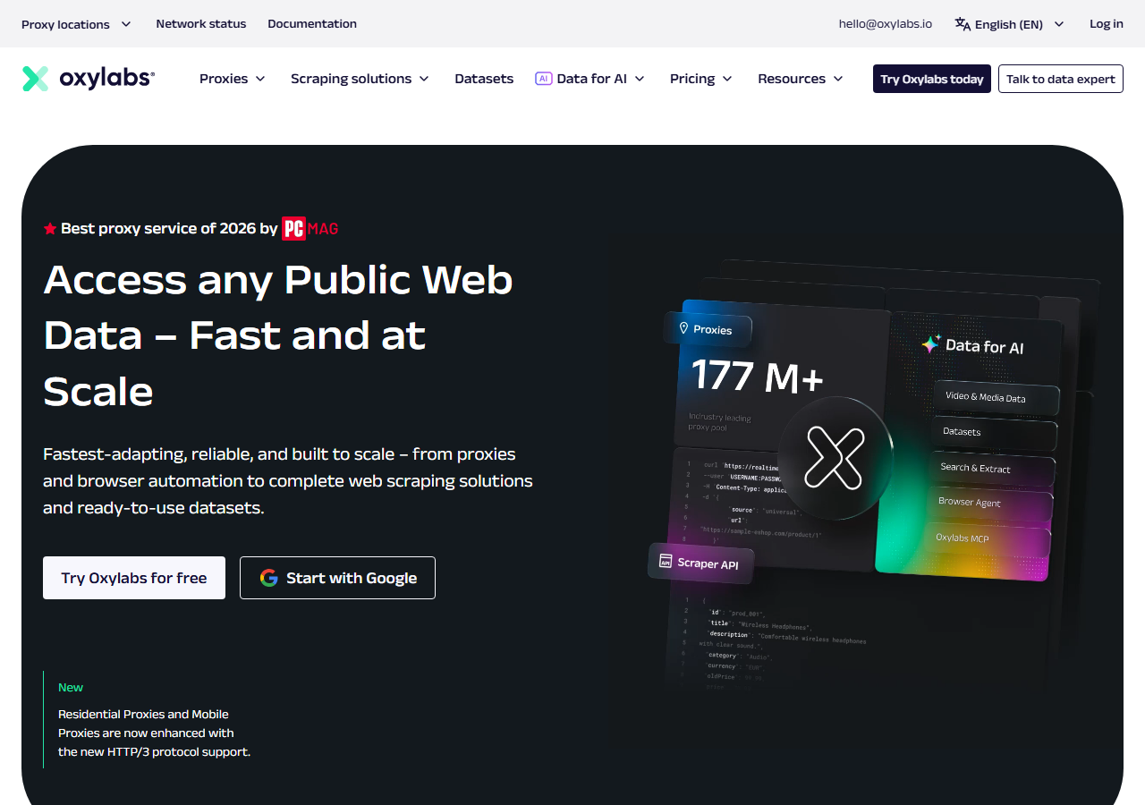 Oxylabs LinkedIn profile scraper API homepage