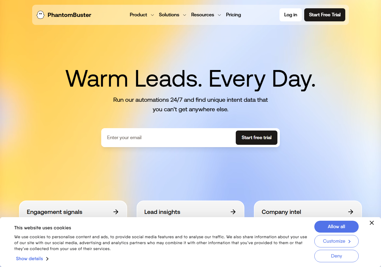 PhantomBuster LinkedIn profile scraper homepage