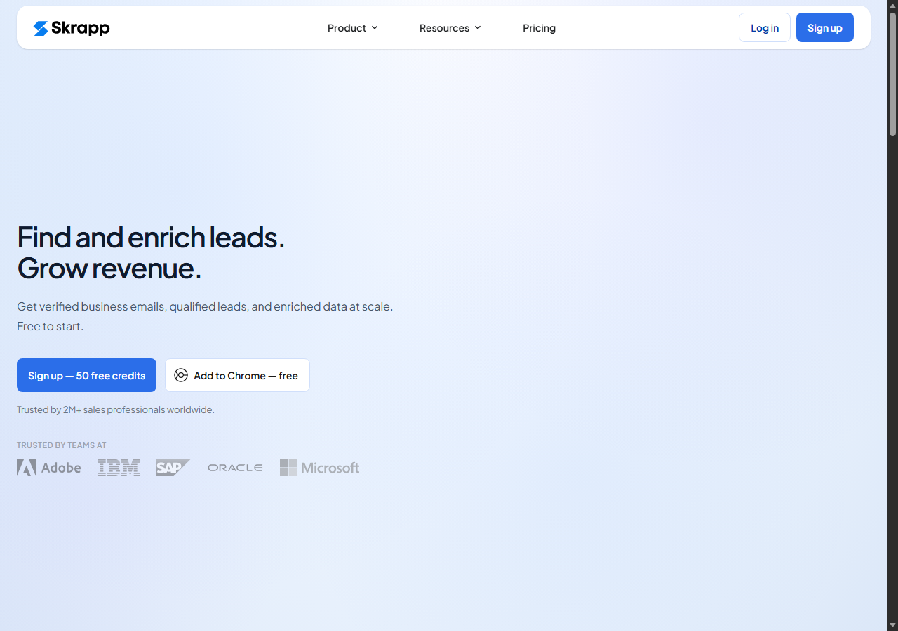 Skrapp homepage